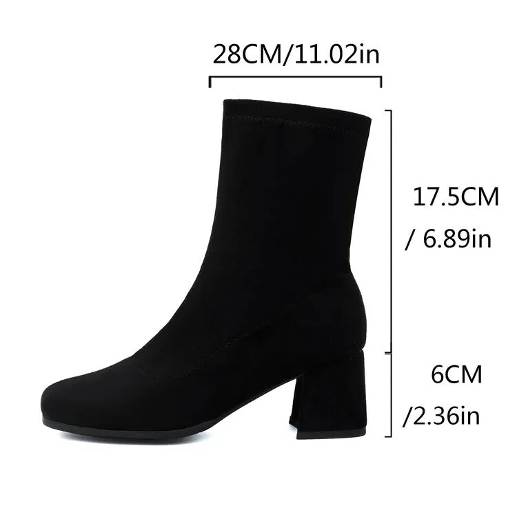 Women's Round Toe Square Heel Short Boots