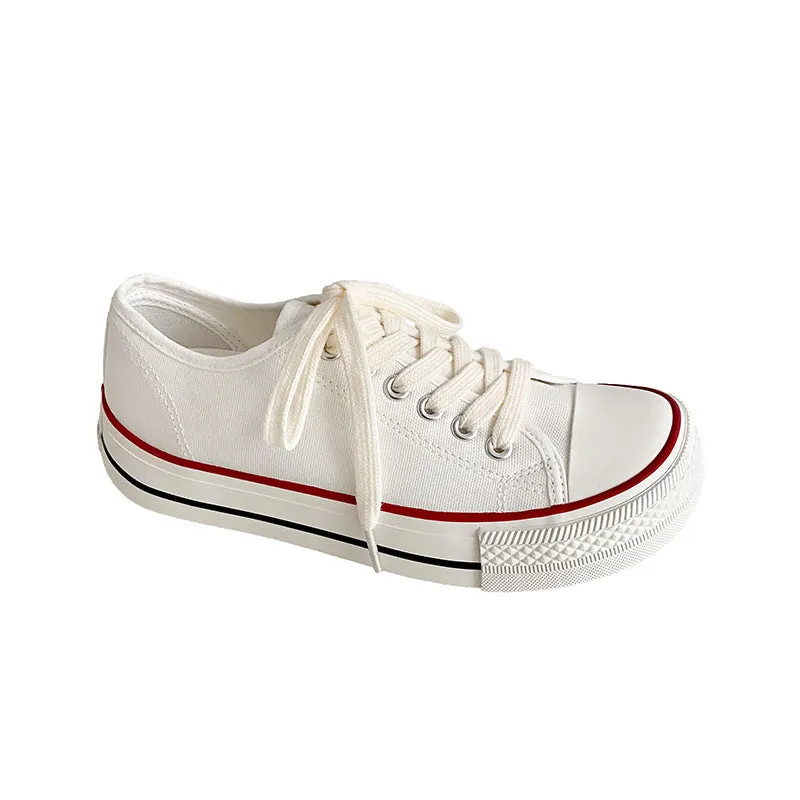 Women's Toe Korean Style Thick Bottom Retro Classic Canvas Shoes