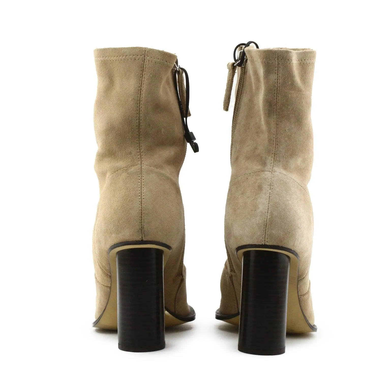 Zara Zipper Block Heels Sock Boots | Suede