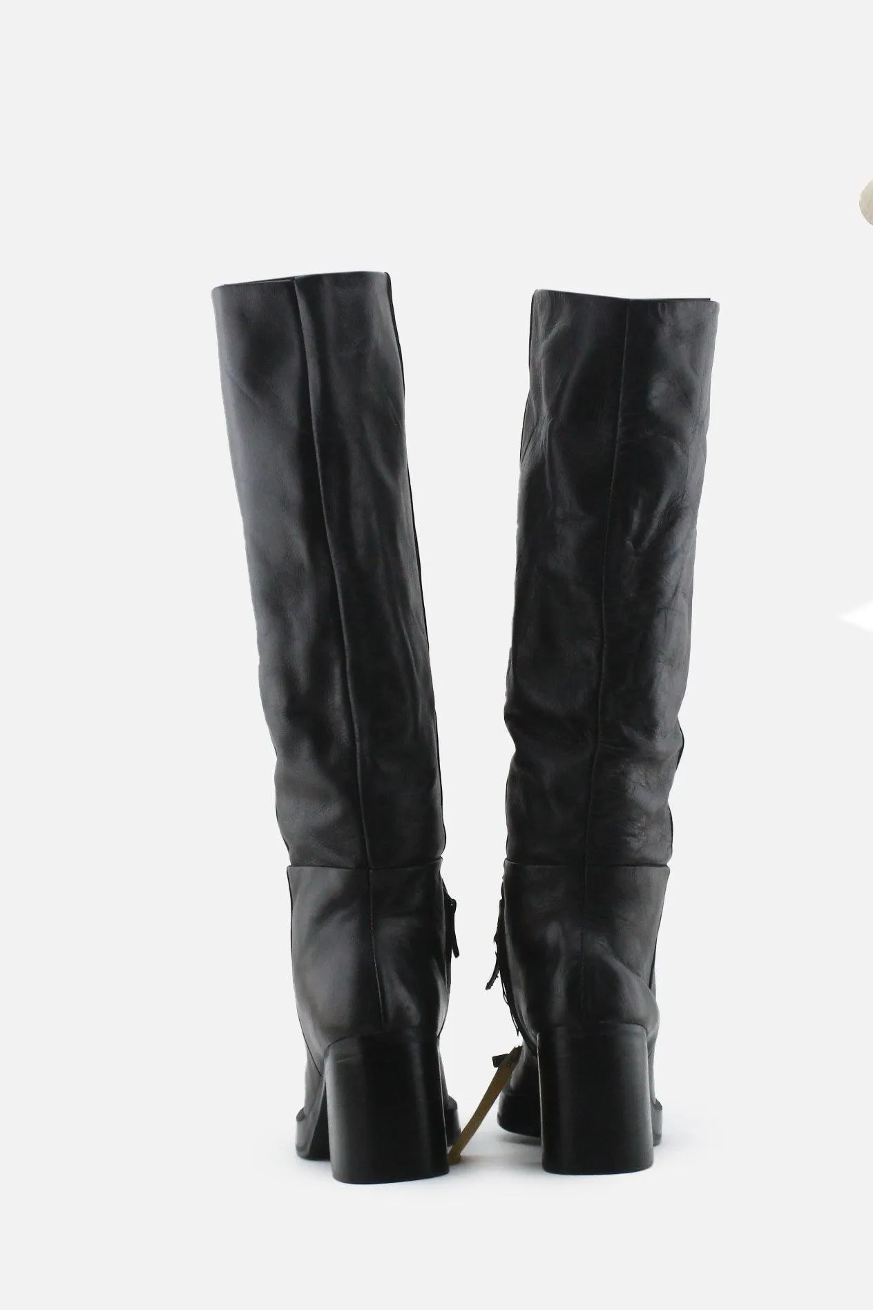 Zara Zipper Block Knee High Boots | 100% Authetic Leather