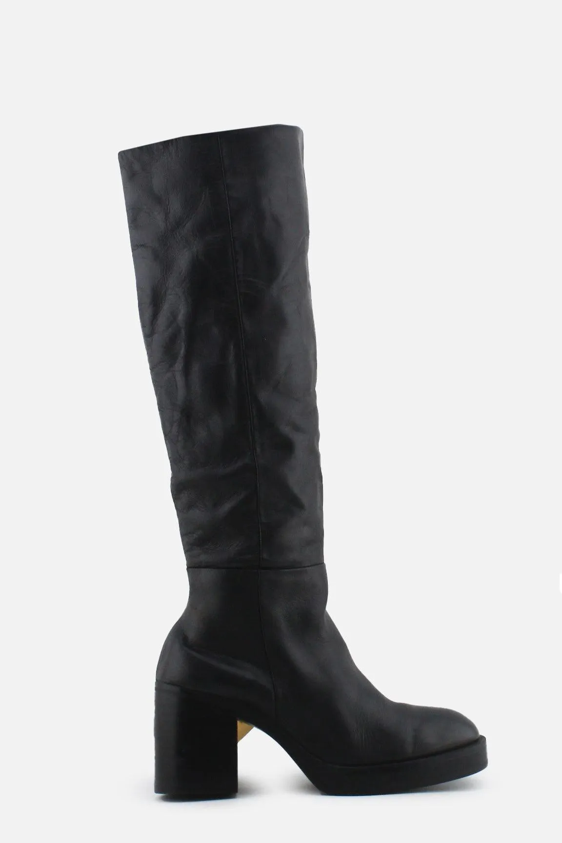 Zara Zipper Block Knee High Boots | 100% Authetic Leather