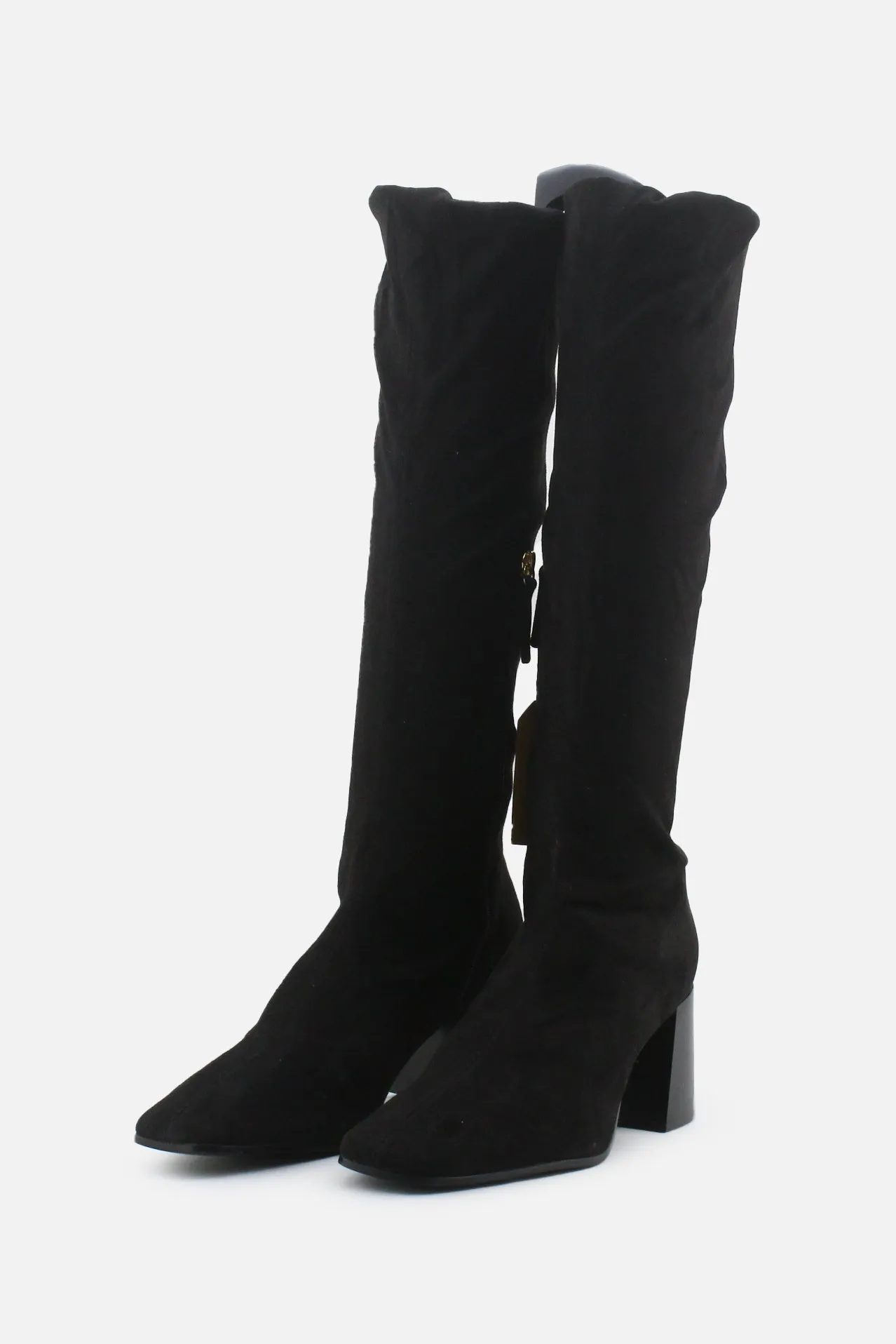 Zara Zipper Block Over The Knee High Boots | Suede