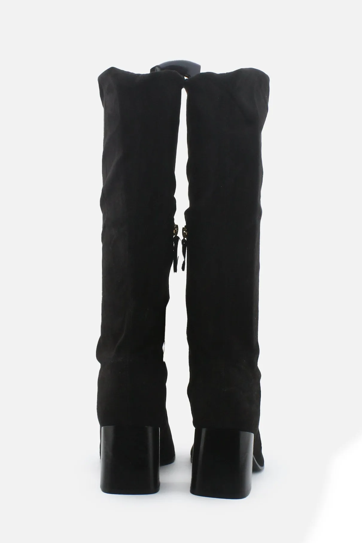 Zara Zipper Block Over The Knee High Boots | Suede