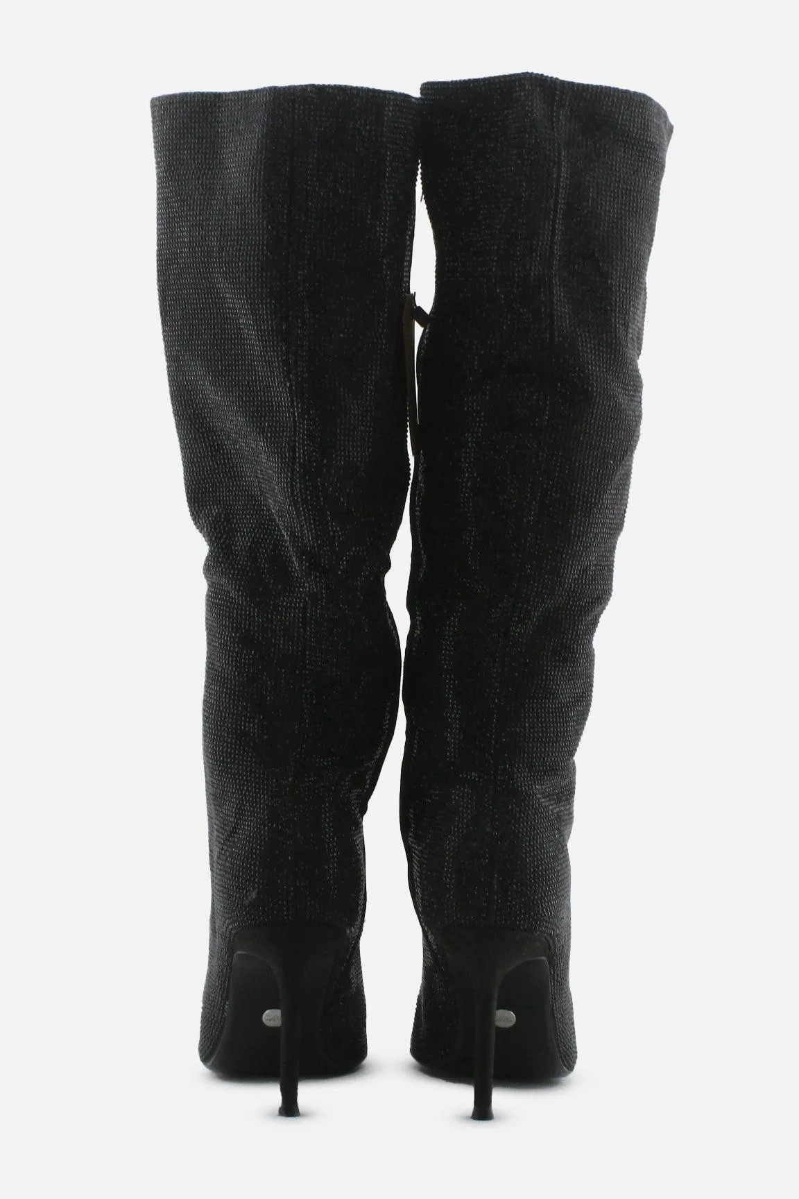 Zara Zipper Stilettos Knee High Boots | Textile