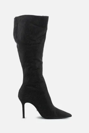 Zara Zipper Stilettos Knee High Boots | Textile